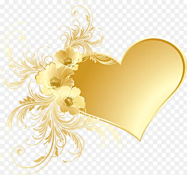金色花朵爱心装饰