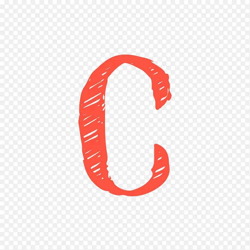 手绘红色英文字母C