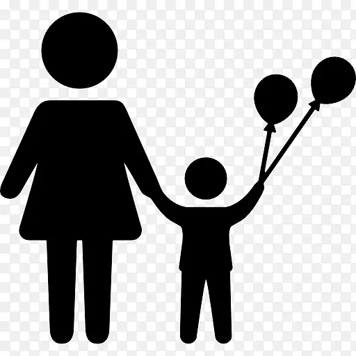 母亲和孩子的气球图标