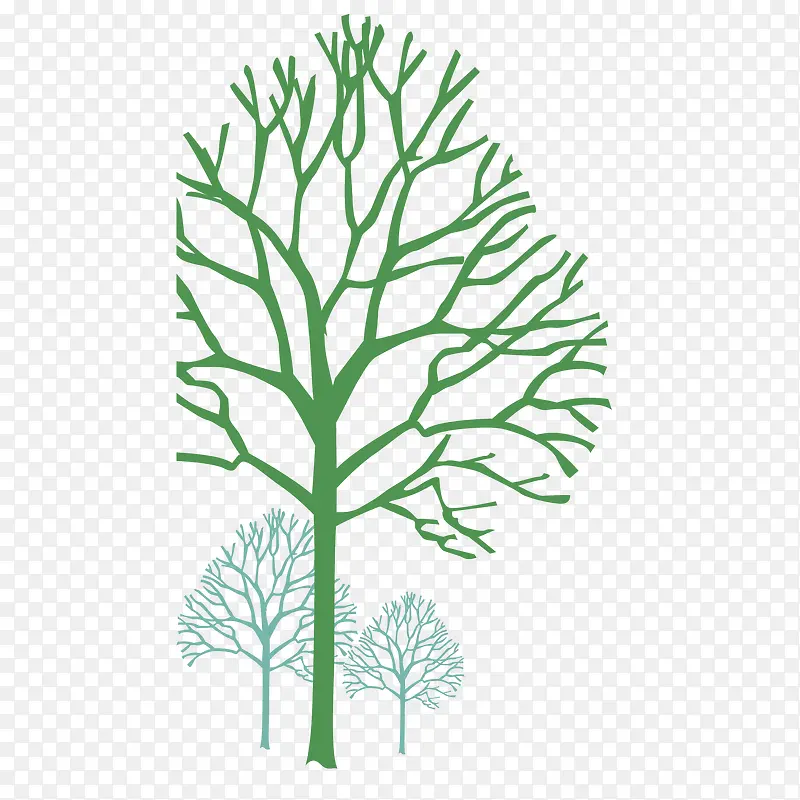 绿色手绘树木