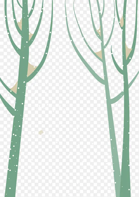 卡通水彩绿色树木免抠图