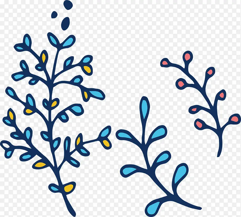 蓝色树枝花纹