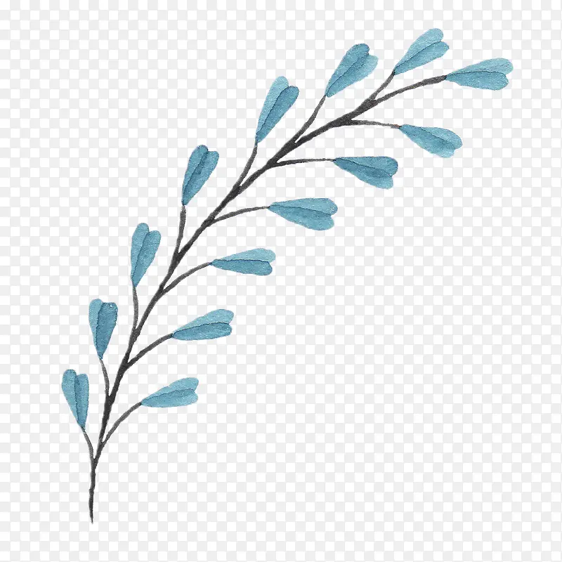 蓝色树枝花朵