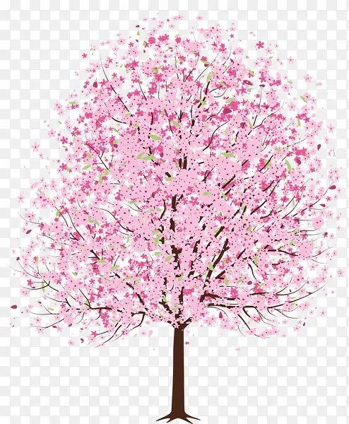 彩画樱花树