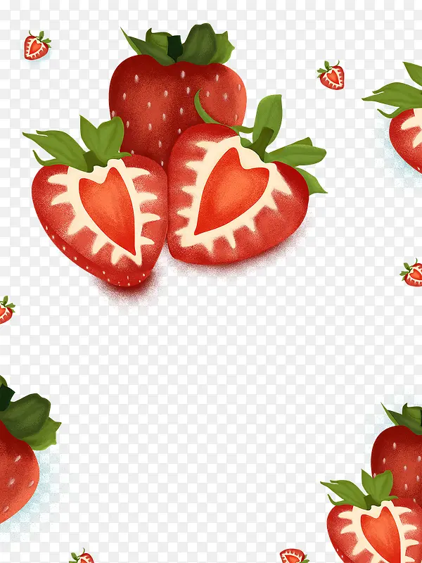 免抠卡通手绘红色草莓