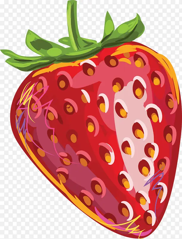 红色手绘草莓
