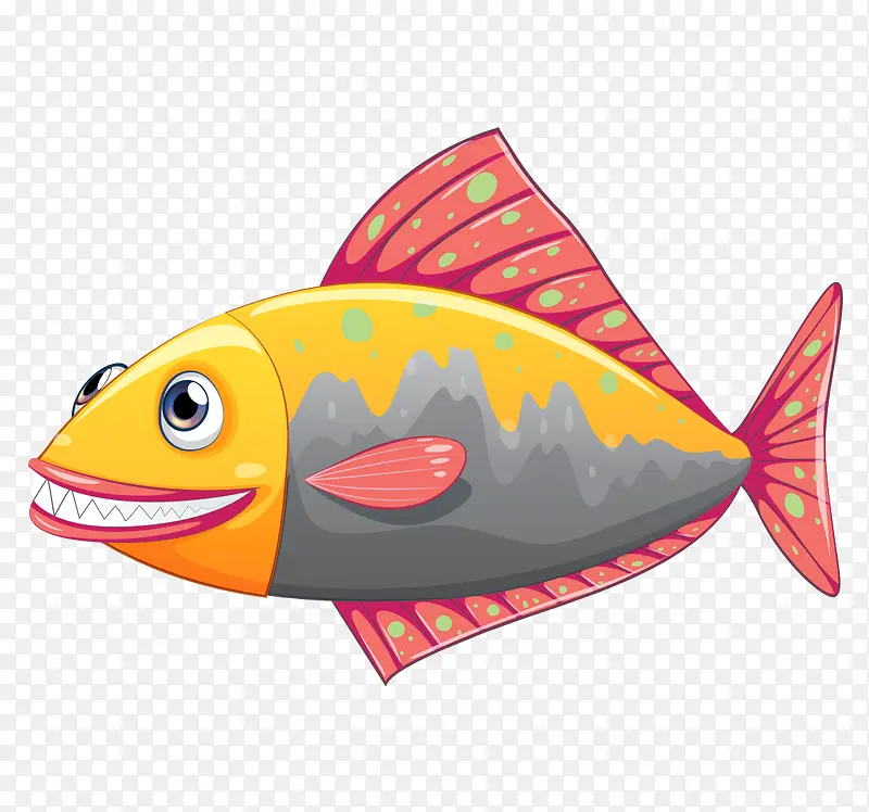 卡通手绘彩色红色鱼