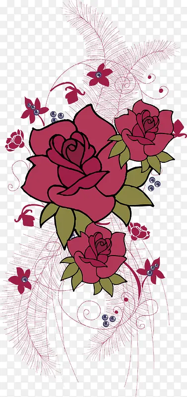 红色手绘玫瑰