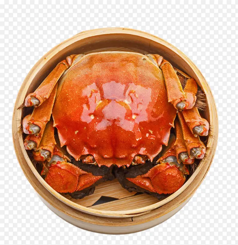 蒸笼中的红色螃蟹