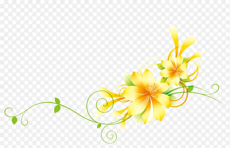 黄色清新花藤装饰图案