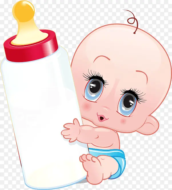 婴儿 奶瓶 卡通婴儿