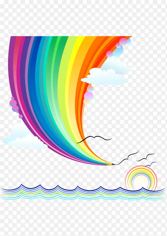 彩虹 云朵 矢量图 装饰图案