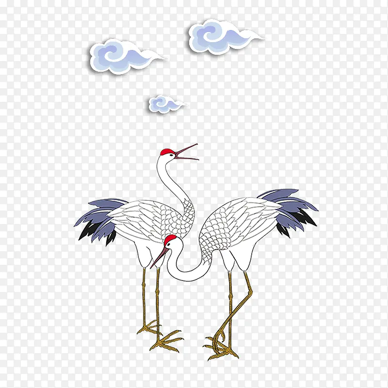 手绘丹顶鹤免抠素材