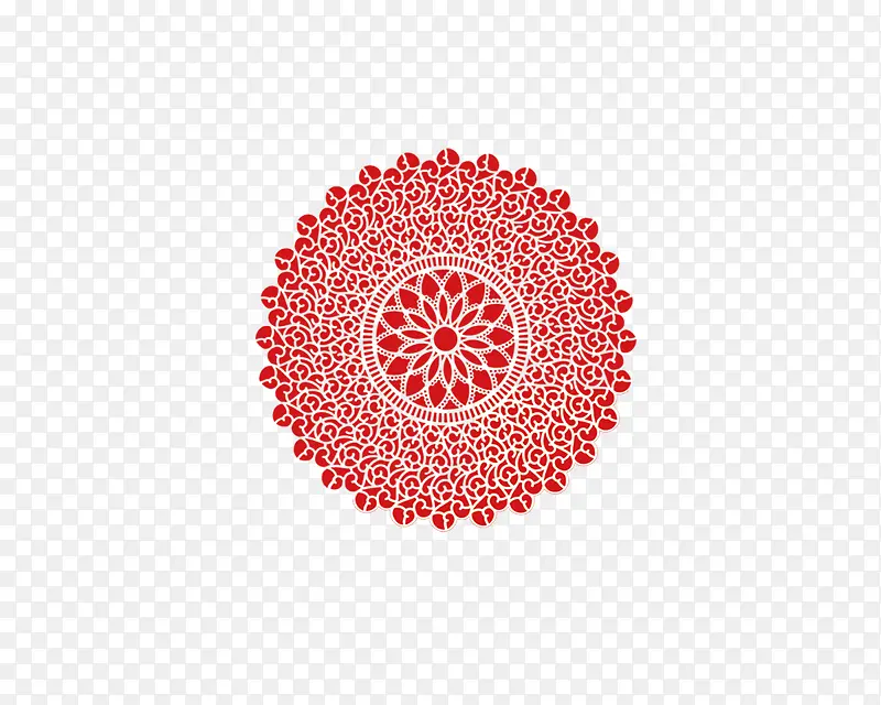 红色花纹圆形装饰