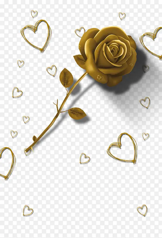 情人节浪漫创意金色玫瑰免抠