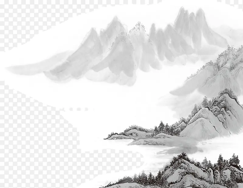 水墨画山水PNG图片素材下载_图片编号10101409-PNG素材网