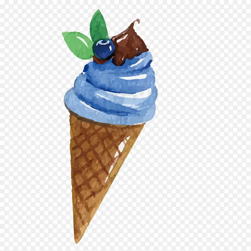 蓝莓口味冰激淋水墨图