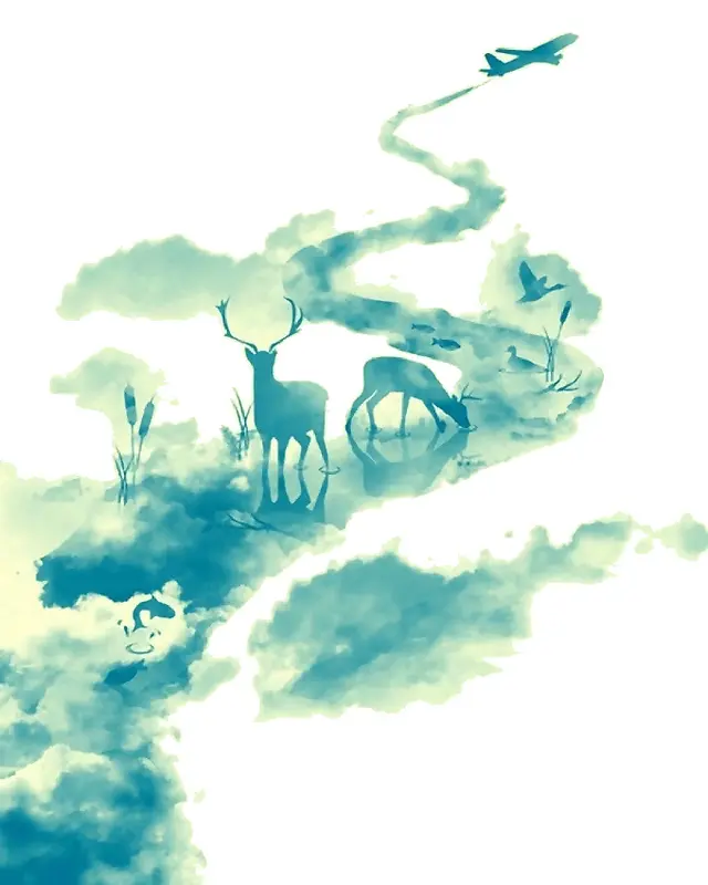 水墨飞机