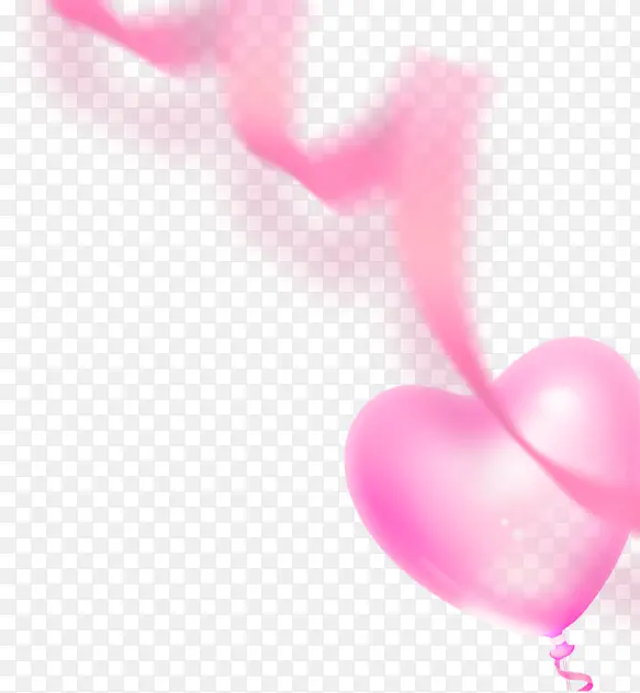 粉色彩带爱心气球装饰图案