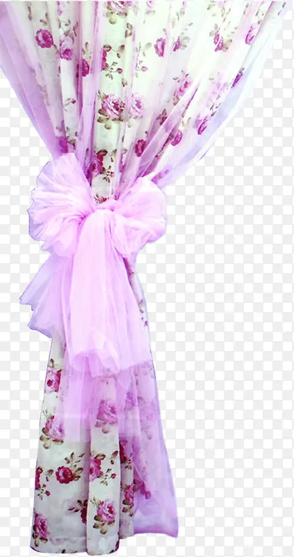 粉色花纹窗帘装饰