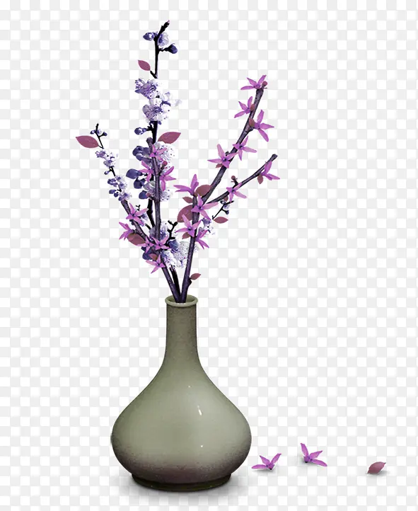 紫色清新花瓶装饰图案