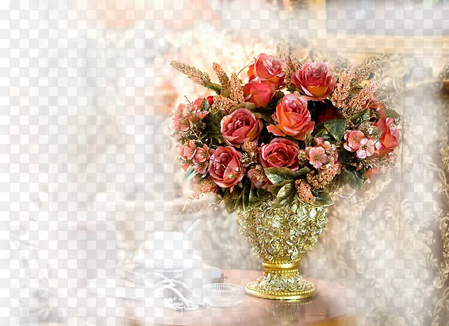 花瓶中的玫瑰花七夕情人节