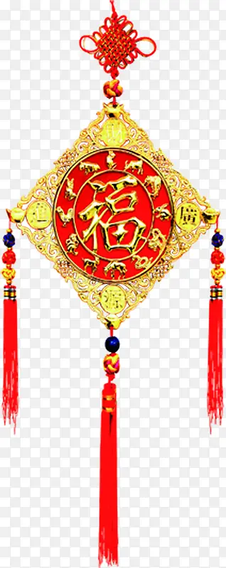 红色中国风结福字装饰
