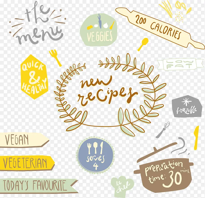矢量食谱贴插图
