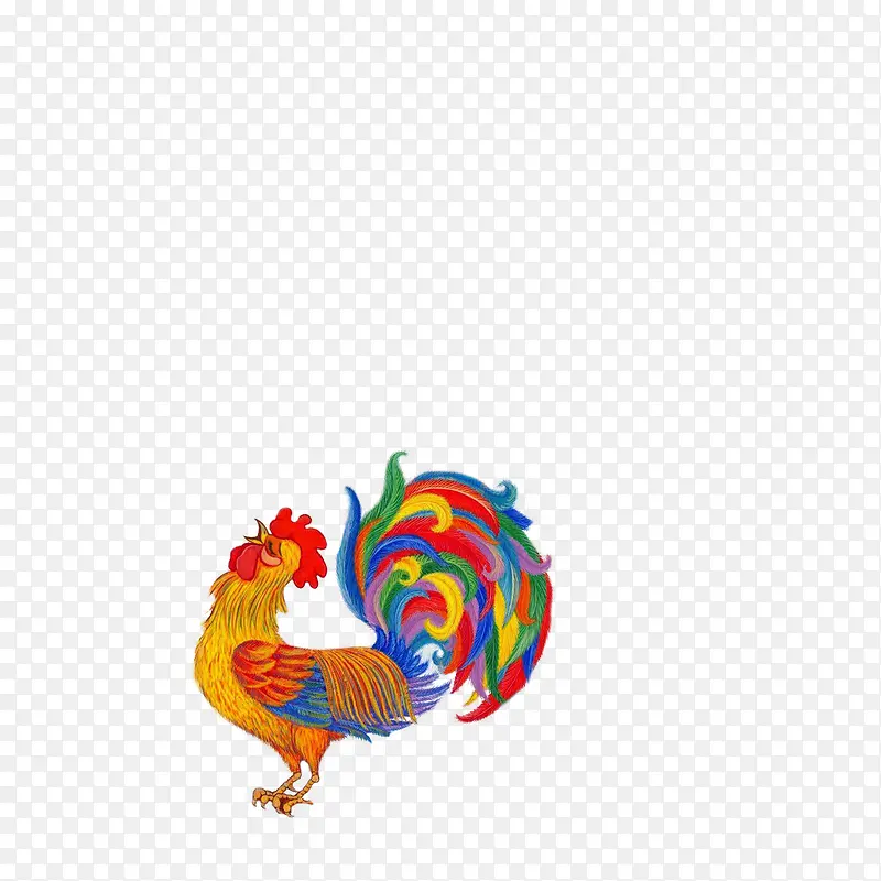 彩色手绘鸡