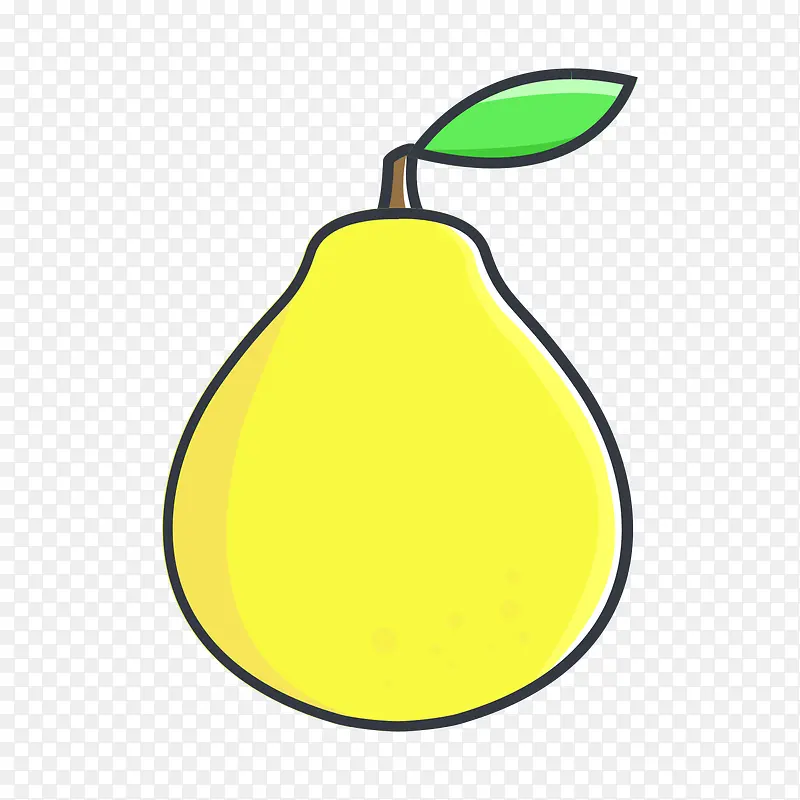 黄色手绘圆弧柚子元素