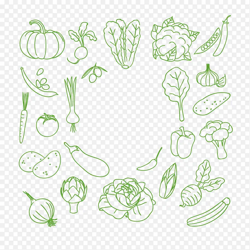 矢量绿色蔬菜手绘