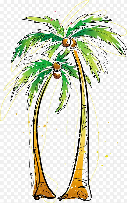 夏日手绘椰树