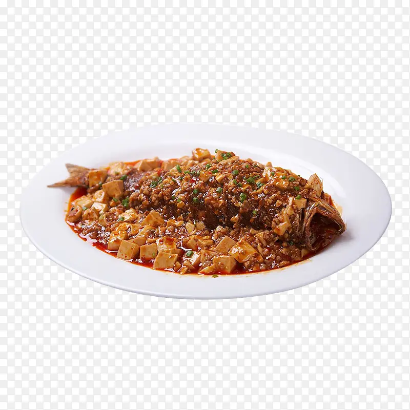 白盘上的剁椒鱼肉