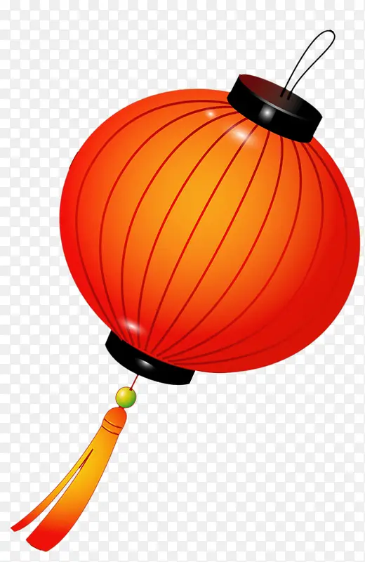 红色圆形灯笼手绘