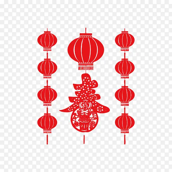 中国风春节灯笼剪纸
