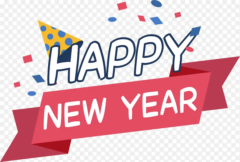 新年卡通庆祝标签