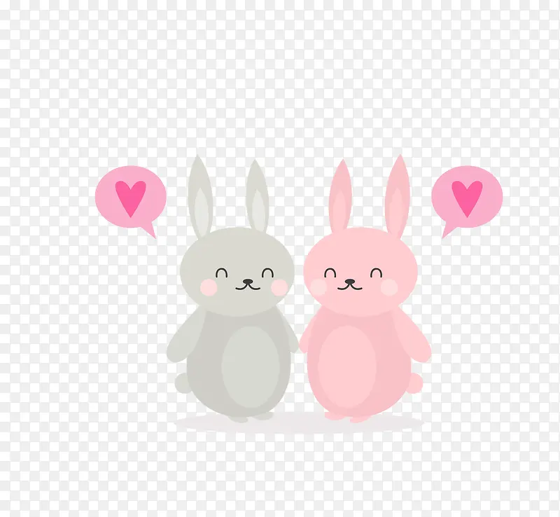 爱心和彩色小兔子简图