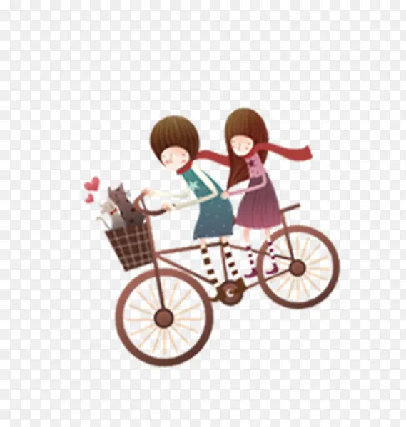 小情侣骑自行车