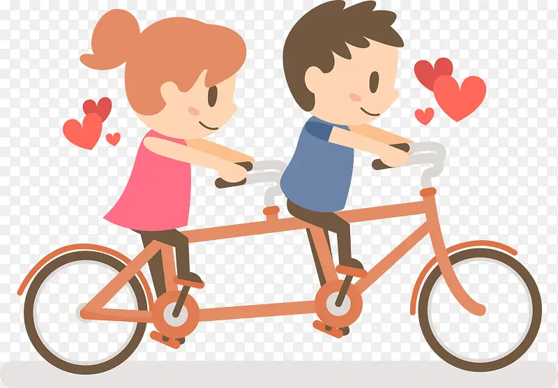 卡通情侣骑自行车