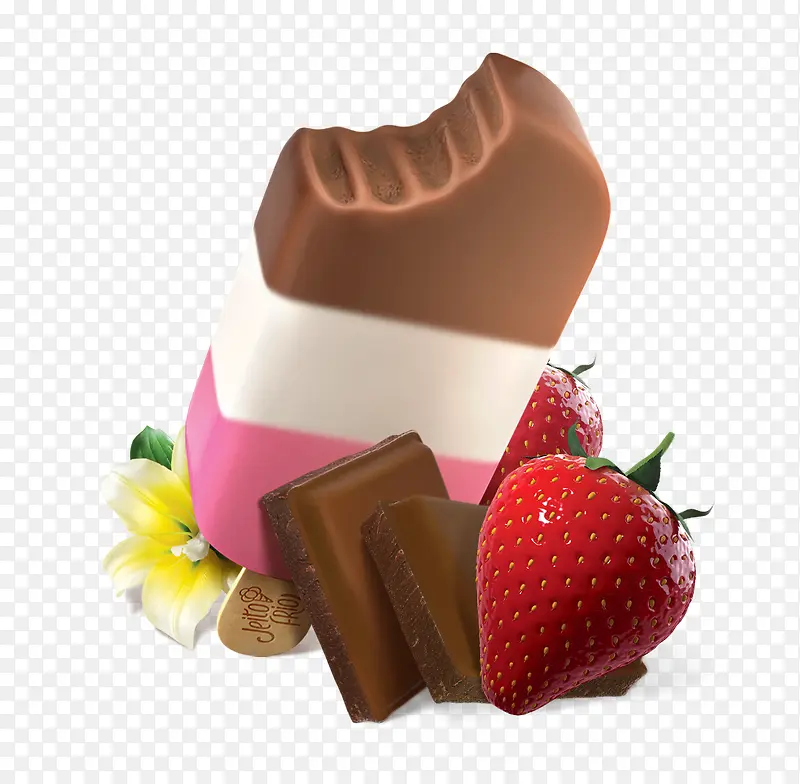 草莓巧克力雪糕海报