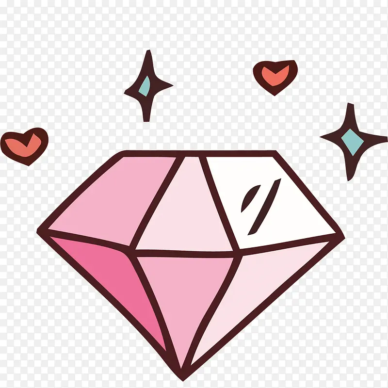 矢量粉色钻石情人节装饰素材