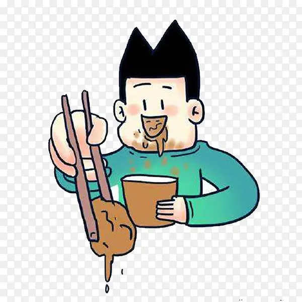 卡通手绘吃土男孩PNG图片素材下载_图片编号10132215-PNG素材网