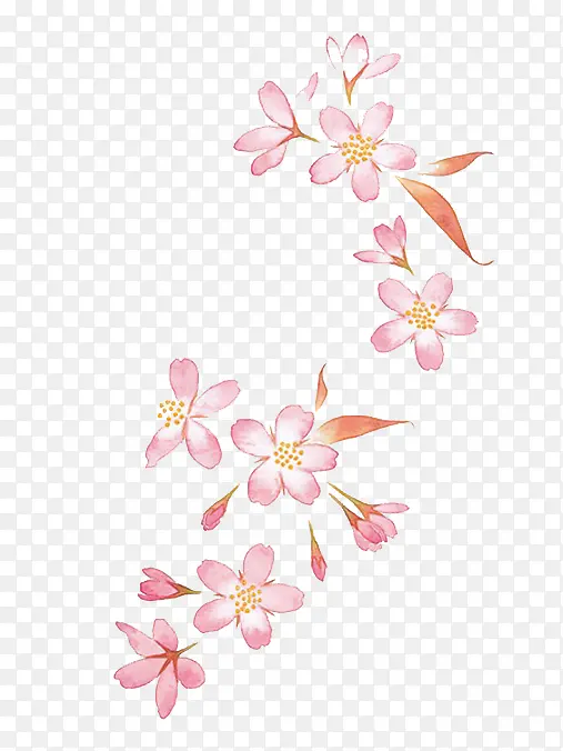 手绘粉色桃花花朵