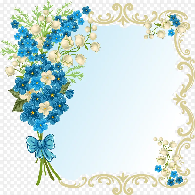 蓝色花朵框架
