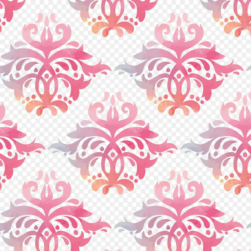 矢量手绘水彩花纹