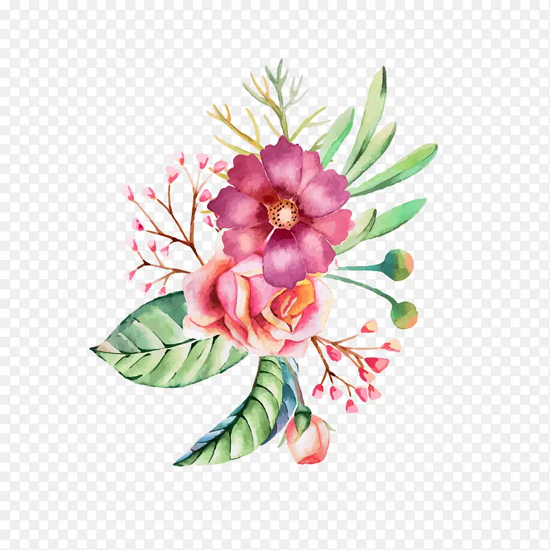 水彩花朵