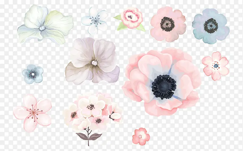 卡通手绘水彩唯美花朵
