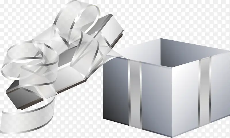 银白色打开的礼物盒矢量图