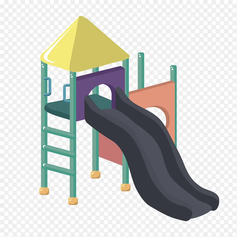 绿色质感儿童玩具滑梯