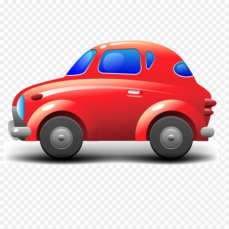 卡通可爱的红色玩具车设计